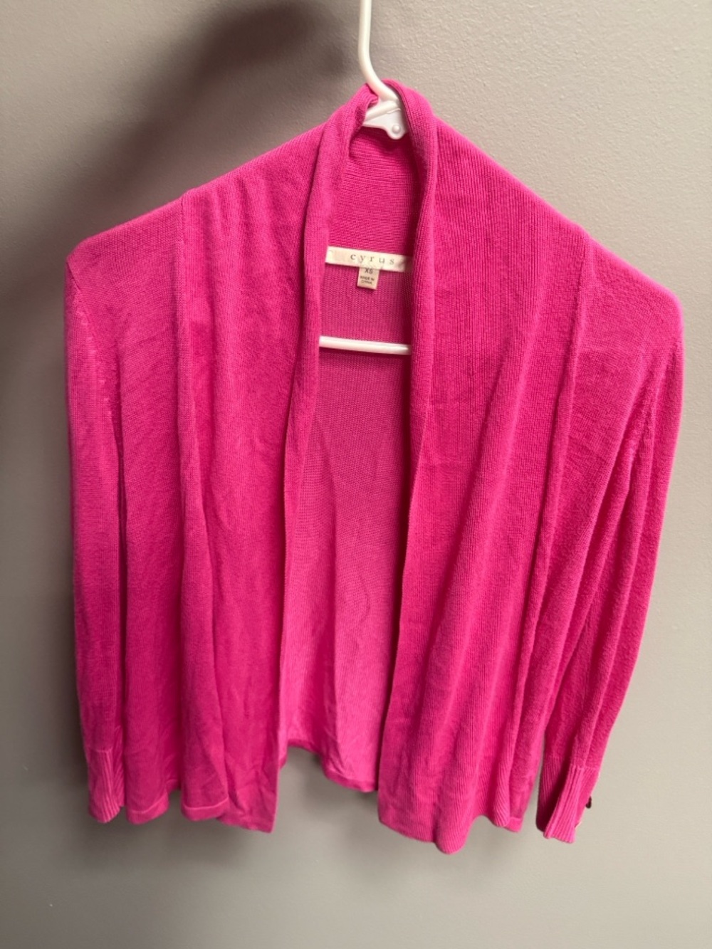 Cyrus Vibrant Hot Pink Open-Front Cardigan Sweater Size XS - Picture 7 of 7